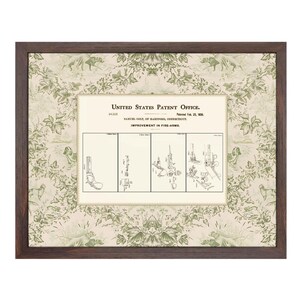 Authentic 1836 Colt Revolver Patent Giclee - Framed - 10 x 8&quot; - Historical, STEM Art, Home Decor