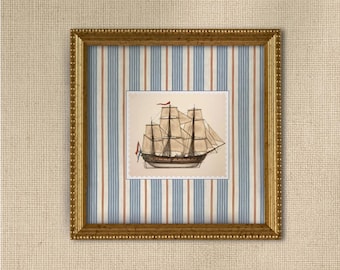 Vintage Sailboat I - Framed, Stripped, 8 x 8", Coastal, Boys Room, Cottage
