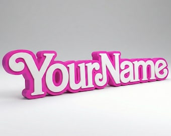 Custom Barbie Name Sign – Bedroom Door Plaque, Shelf Decor, Gift for Barbie Fans