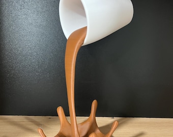 Floating Coffee Cup 3D Printed Sculpture – Optical Illusion Decor (22 cm), Handmade Gift for Coffee Lovers & Home Display