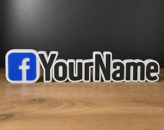 Custom Facebook Sign – Personalized Name – Shelf Decor – Desk Plaque