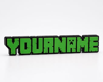 Custom Minecraft Inspired Name Sign – Personalized Username – Gamer Decor – Bedroom Door Plaque – Cake Topper