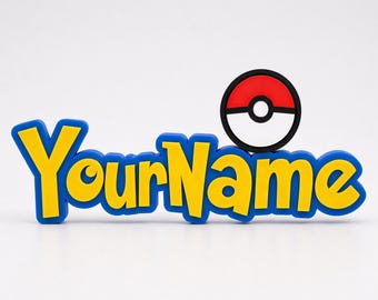 Custom Pokémon Inspired Name Sign – Personalized Name for Fans – Gamer Decor – Original Gift – Door Plaque – Cake Topper