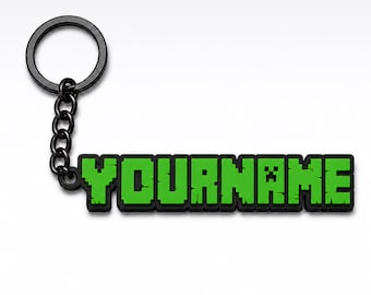 Personalized Pixel Name Keychain – Custom Gamer Tag Gift, 3D Name Keyring, Block Style Keychain, Gamer Gift