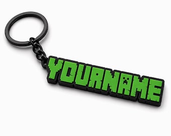 Personalized Pixel Name Keychain – Custom Gamer Tag Gift, 3D Name Keyring, Block Style Keychain, Gamer Gift