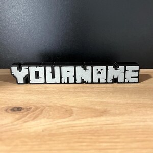 Cartel personalizado estilo Minecraft con tu nombre – Decoración gamer en 3D – Regalo original para fans de Minecraft