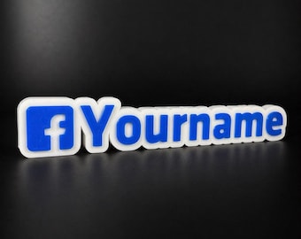 Custom Facebook Sign – Personalized Name – Shelf Decor – Desk Plaque
