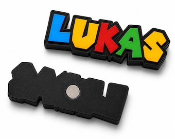 Custom Retro Gaming Name Magnet, 3D Printed Colorful Nameplate Fridge Decor