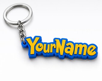 Personalized Pokémon Name Keychain – Custom 3D Printed Backpack Charm, Kids Name Tag, Gamer Gift for Boys and Girls