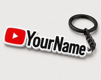 Custom YouTuber Style Keychain, Personalized Channel Name Keyring, 3D Printed Video Creator Gift, Custom Name Keychain