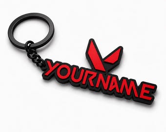 Custom Valorant Style Keychain, Personalized Gamer Tag Keychain, Name Keyring, Gaming Backpack Charm, Gamer Gift for Valorant Fans