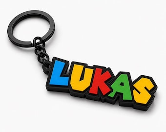 Custom Super Mario Inspired Name Keychain – Personalized Gamer Keyring, Backpack Charm, Fans Gift