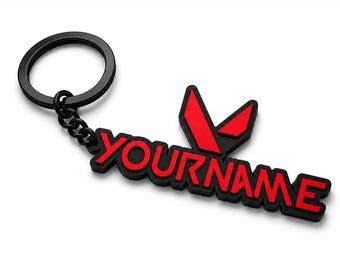Custom Valorant Style Keychain, Personalized Gamer Tag Keychain, Name Keyring, Gaming Backpack Charm, Gamer Gift for Valorant Fans