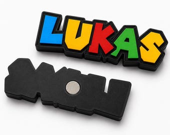Custom Name Fridge Magnet, Personalized Super Mario Style Refrigerator Magnet, 3D Printed Gamer Name Magnet, Colorful Kids Room Decor