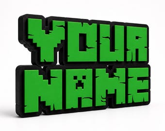 Custom Minecraft Inspired Name Sign – Personalized Username – Gamer Decor – Bedroom Door Plaque – Cake Topper