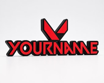 Personalized Valorant Inspired Name Sign – Custom 3D Printed Gamer Plaque, Gaming Desk Decor, Esports Room Sign, Custom Gamer Tag Gift