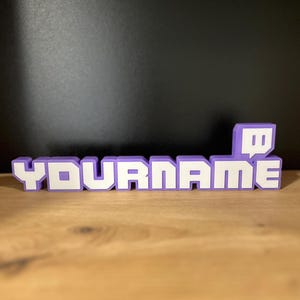 Soporte Personalizado con Nombre para Twitch | Decoración de Escritorio para Streamers | Regalo Gamer Personalizado | Cartel para Setup