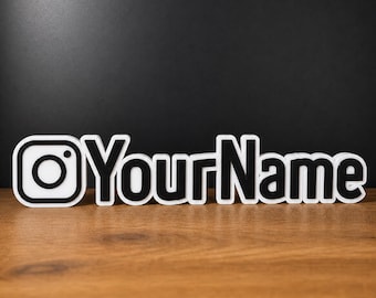 Custom Instagram Username Sign – Personalized IG Logo Name Plaque, Desk & Shelf Decor, Gift for Influencers