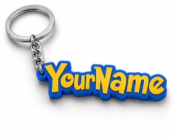 Personalized Pokémon Name Keychain – Custom 3D Printed Backpack Charm, Kids Name Tag, Gamer Gift for Boys and Girls
