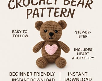 Gehaakt beerpatroon - amigurumi-teddybeer pdf-tutorial - beginnersvriendelijke knuffel DIY