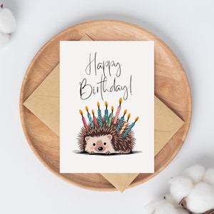 Joyeux anniversaire hérisson carte-cartes de voeux-animaux mignons carte-hérisson carte-téléchargement instantané-imprimable hérisson anniversaire carte-PDF