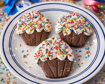 Birthday Dog Treats - Cupcake Cookies - All Natural Decorated Cookies - Peanut Butter Homemade