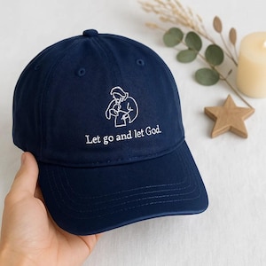 Let Go and Let God Embroidered Christian Hat–Inspirational Faith Baseball Cap or Washed Dad Hat–Religious Gift for Believers & Prayer Lovers