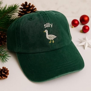 Silly Goose Embroidered Wash Hat and Baseball Cap, Funny Animal Dad Hat, Cute Goose Gift, Casual Adjustable Cap for Friends