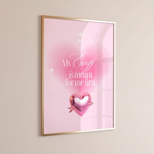 Pink Aura Poster, Heart Aura, Chrome Pink Heart, Positive Affirmation, Manifest Wall Art, Aesthetic Wall Art, Energy Quote, Gradient Poster