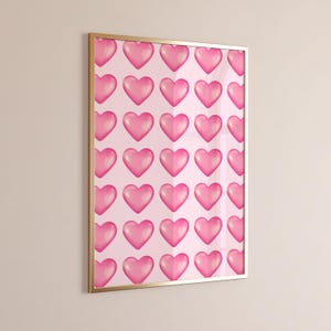 Pink Hearts Poster Aesthetic Cute Coquette Printable Wall Art Decor Trendy Funky Print Coquette Room Decor Girly Wall Art Preppy Wall Decor