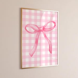 College Apartment Decor, Pink Bow Wall Art, Coquette Aesthetic Poster, Minimal Soft Girl Wall Art, Preppy Dorm Decor, Trendy Girly Wall Art