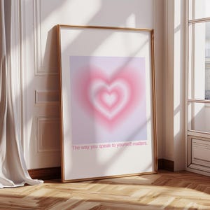 Aura Pink Heart Aesthetic Wall Art, Printable Wall Art Quote Pink Preppy Print For Dorm Room • Cute Trendy Wall Art Manifest Poster Decor