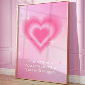 Pink Heart Aura Gradient Wall Art, Positive Affirmation Print, Inspirational Quote, Manifestation Wall Art, Grainy Gradient Aesthetic Print