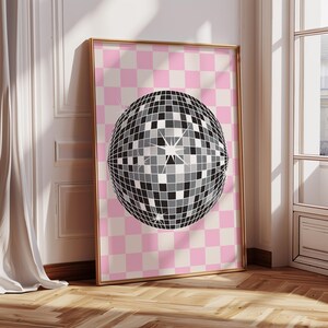 Disco Print, Trendy Wall Art, Disco Poster, Disco Ball Print, Printable Art, etro Wall Decor, Trendy Retro 70s Decor, Aetshteic Pink Print