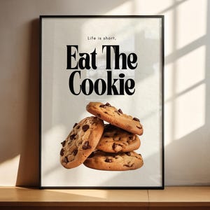 Cookie Digital Art, Retro Kitchen Decor, Printable Wall Art, Chocolate Chip Cookie Art, Funny Kitchen Print, Cookies Poster Wall Print Decor