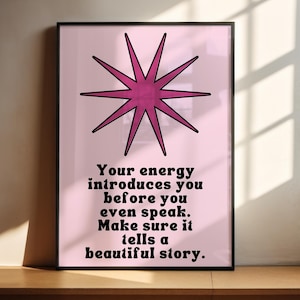 Printable Wall Art, Energy Quote, Typography Print, Pink Wall Art, Trendy Wall Art, Inspirational Poster, Digital Download, Minimalist Print