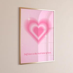 Pink Heart Aura Gradient Wall Art, Self Love Inspirational Quote, Gradient Wall Art, Pink Aura Poster, Aesthetic Wall Art, Trendy Wall Art