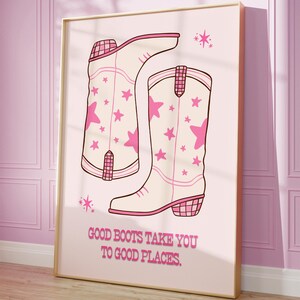 Pink Cowboy Boots Print Western Wall Art Cowgirl Poster Digital Download Wild West Home Decor Trendy Cowboy Art Aesthetic Pink Art Print