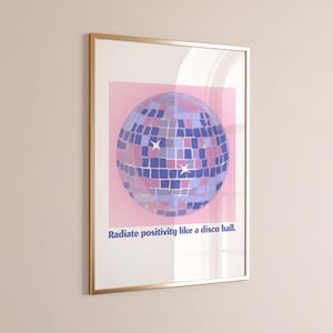 Printable Wall Art, Disco Ball Maximalist Poster, Trendy Dopamine Decor, Preppy Print, Aesthetic Wall Art Pink Girly Poster Instant Download
