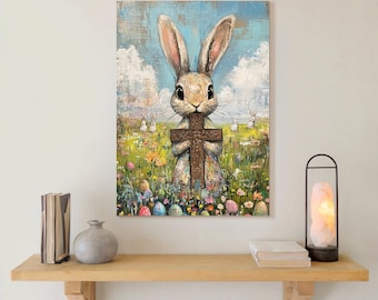 Osterhase Print als Leinwand: Osterhasen Osterhasenhaus