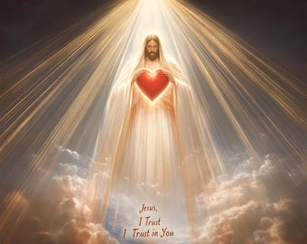 Póster de la Divina Misericordia de Jesús, arte mural cristiano del Sagrado Corazón, impresión de versículos bíblicos, regalo religioso, pintura de Jesús