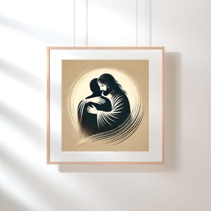 Jesus Holding the Dying ,Christian Art, Spiritual Printable Poster, Faith Based Home Decor, Comfort for Mourning Hearts