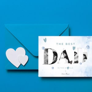 Tarjeta de cumpleaños para papá con foto, tarjeta de felicitación para papá, tarjeta para padre, regalo de cumpleaños personalizado para papá, tarjeta del Día del Padre con descarga digital, el mejor papá del mundo.