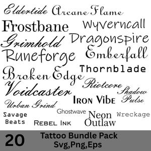 Pacchetto di font per tatuaggi, font per tatuaggi Canva, font stile tatuaggio, font per tatuaggi PNG, font per tatuaggi Western, font per tatuaggi, font gotico Procreate, font per tatuaggi, SVG
