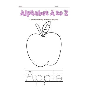 Dibujos para colorear del alfabeto de la A a la Z: imprimibles divertidos y educativos para aprender el abecedario: actividad de reconocimiento de letras para preescolar y jardín de infantes