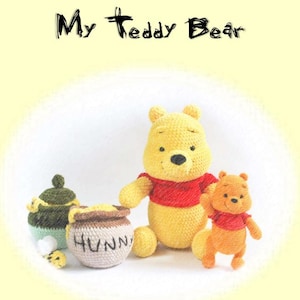 Crochet Winnie the Pooh Bear & Friends Amigurumi Pattern (PDF) - Classic Teddy Bear Dolls - Digital Download