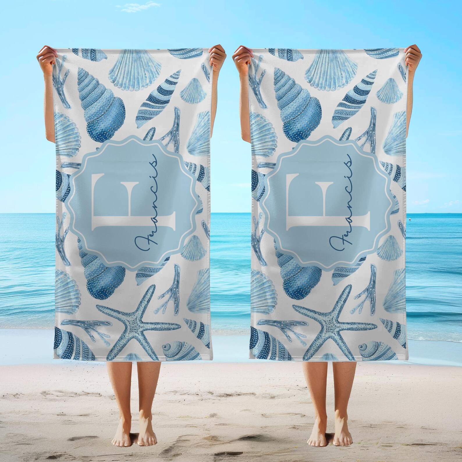 Custom Monogram Beach Towels, Personalized Honeymoon Towels, Newlywed ...