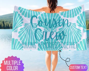 Personalized Cousin Crew Beach Towel, Matching Cousin Trip Gift, Summer Beach Gift For Cousin, Making Memories Family Vacation Beach Towel