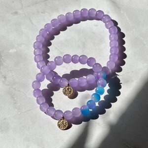 Bracelet en perles de verre lires plaqué or 24 carats Bracelets mère fille | Ensemble de bracelets mère fille assortis | Bijoux maman et moi