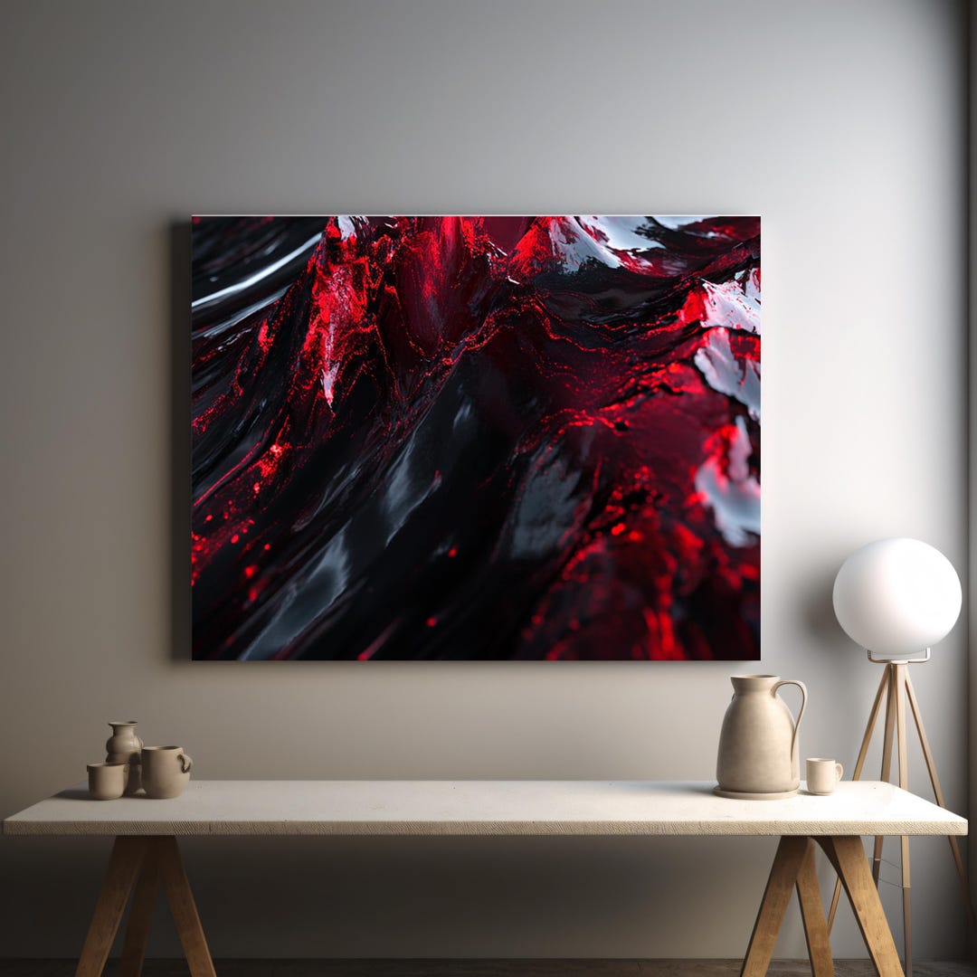 Abstract Red and Black Canvas Wall Art - Modern Home Decor - Etsy